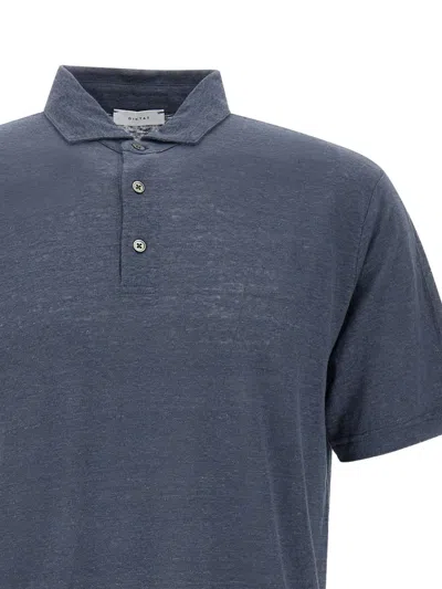 Diktat Linen Polo Shirt In Blue