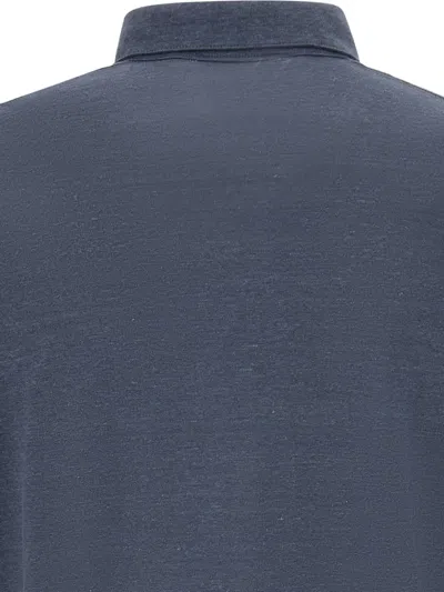 Diktat Linen Polo Shirt In Blue