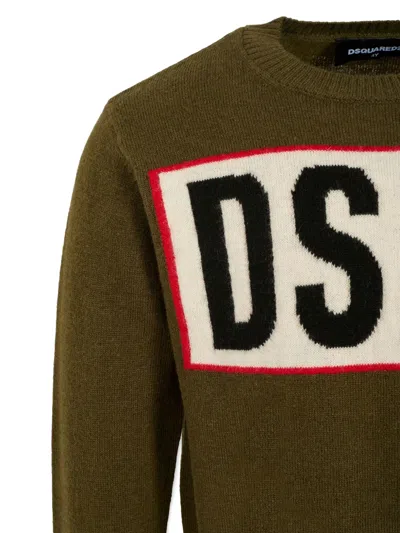 Dsquared2 Logo-intarsia Wool Sweater In Brown