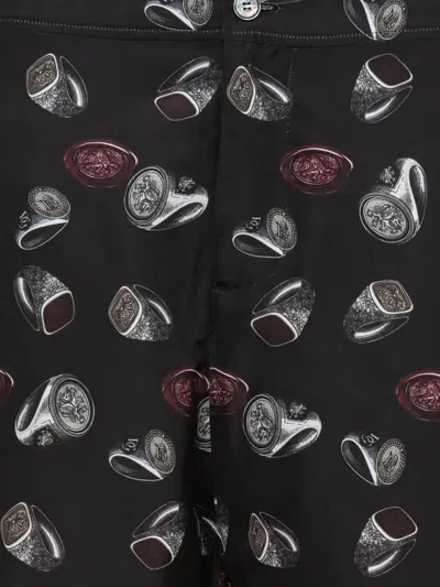 Dolce & Gabbana Ring-seal Print Swim Shorts In Black