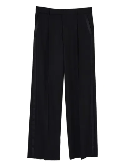 Emporio Armani Pleated Side-stripe Trousers In Black
