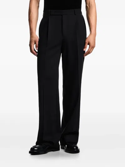 Emporio Armani Pleated Side-stripe Trousers In Black