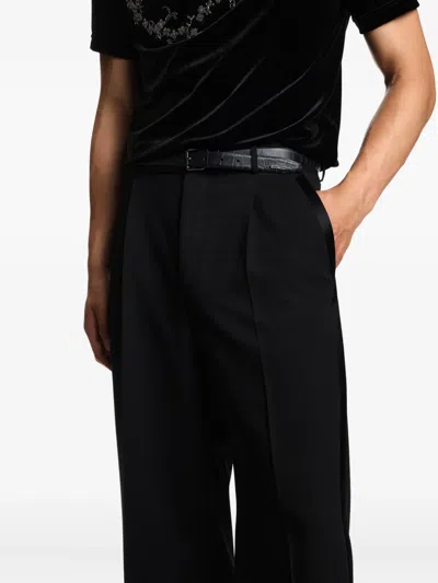 Emporio Armani Pleated Side-stripe Trousers In Black