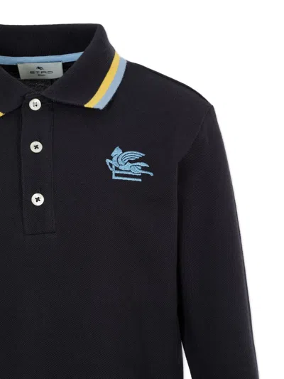 Etro Long-sleeve Polo Shirt In Black
