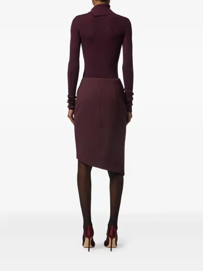 Elisabetta Franchi Asymmetrical Bordeaux Skirt With Wrap-style Front