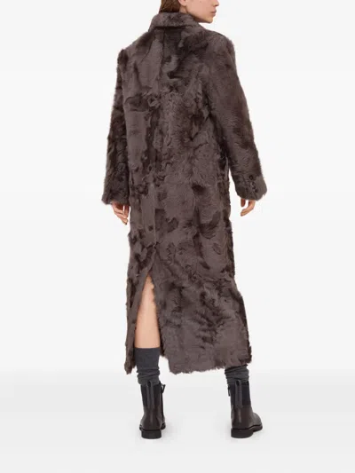 Brunello Cucinelli Double-breasted Lamb Fur Coat In Brown