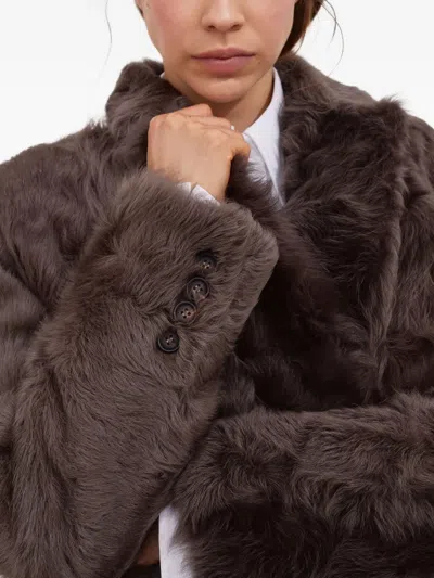 Brunello Cucinelli Double-breasted Lamb Fur Coat In Brown