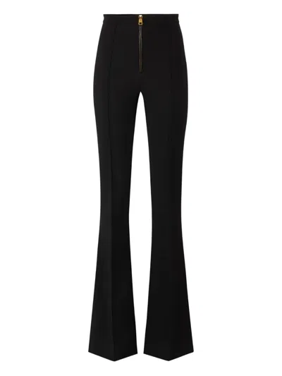Elisabetta Franchi Flared High-waisted Trousers With Front Seam Detail In Blue