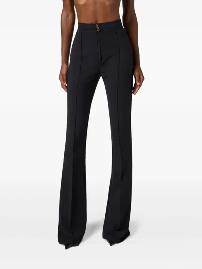 Elisabetta Franchi Flared High-waisted Trousers With Front Seam Detail In Blue