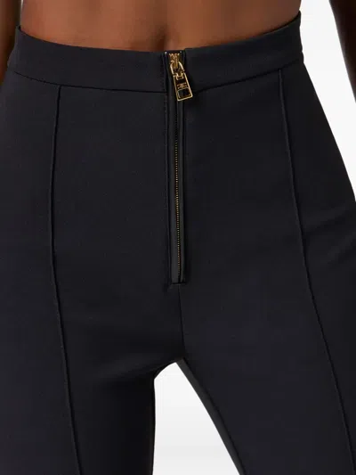 Elisabetta Franchi Flared High-waisted Trousers With Front Seam Detail In Blue