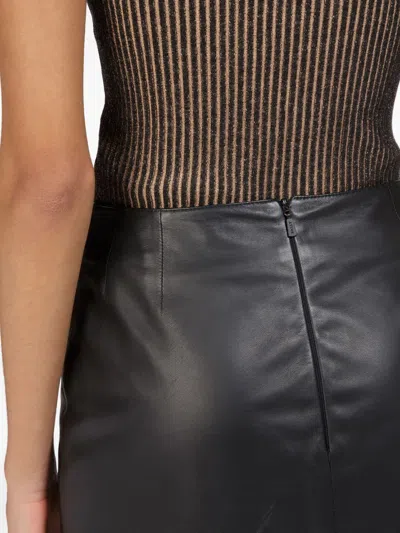 Bally Leather Split-front Mid Straight Skirt