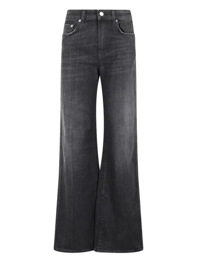 Department Five Wide-leg Black Denim Jeans With Medium Rise In Multi