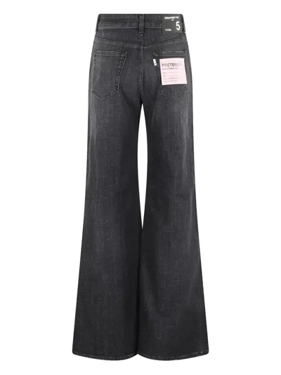Department Five Wide-leg Black Denim Jeans With Medium Rise In Multi