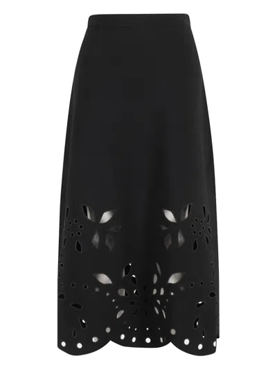 Ulla Johnson Grace Laser-cut Floral Midi Skirt