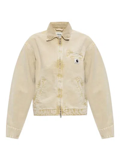 Carhartt Emery Organic-cotton Zip-up Denim Jacket In Neutral