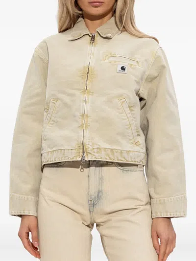 Carhartt Emery Organic-cotton Zip-up Denim Jacket In Neutral