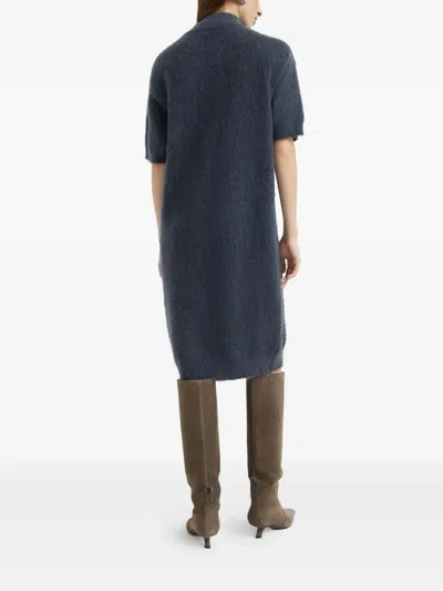Brunello Cucinelli Croc-motif Sequin Dress In Blue