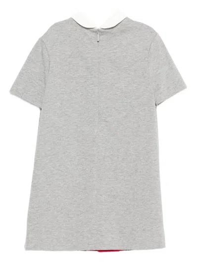 Gucci Web Stripe Peter Pan-collar Dress In Gray