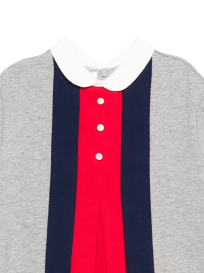 Gucci Web Stripe Peter Pan-collar Dress In Gray