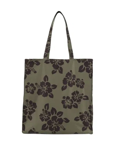Aspesi Hibiscus-printed Nylon Shopper Bag