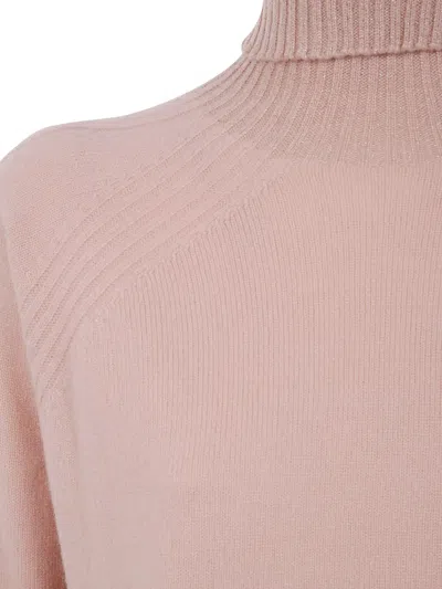 Twinset Twin-set Dusty Pink Turtleneck Sweater With Raglan Sleeves
