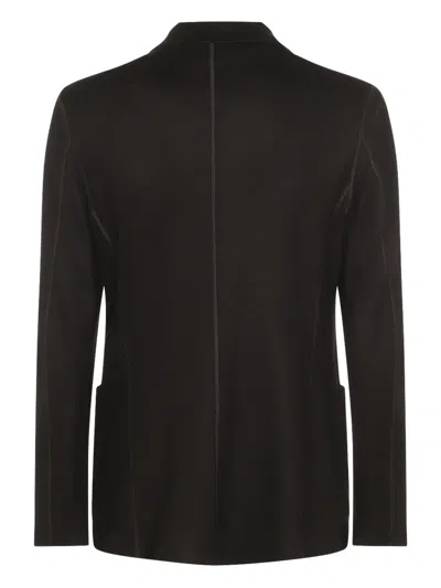 Giorgio Armani Official Store Icon Double-breasted Jacket In Fulled Cashmere Interlock In Black