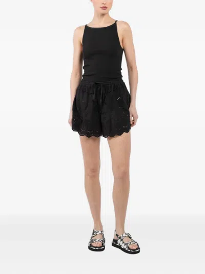 Natalie Martin Scalloped-hem Cotton Shorts