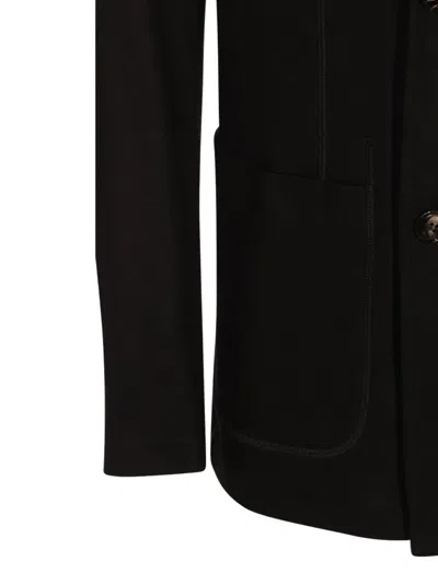 Giorgio Armani Official Store Icon Double-breasted Jacket In Fulled Cashmere Interlock In Black