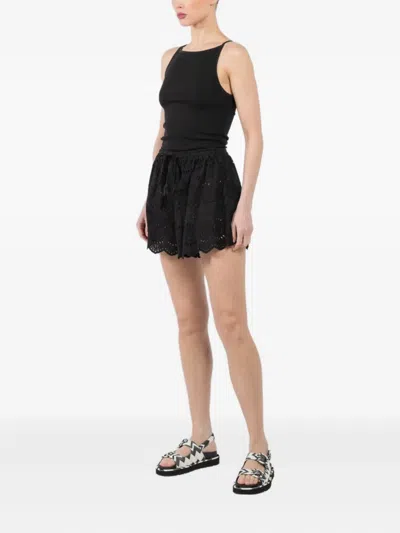 Natalie Martin Scalloped-hem Cotton Shorts