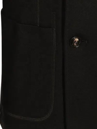 Giorgio Armani Official Store Icon Double-breasted Jacket In Fulled Cashmere Interlock In Black