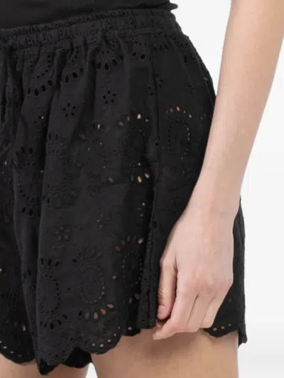 Natalie Martin Scalloped-hem Cotton Shorts