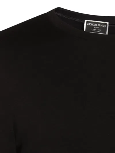 Giorgio Armani Icon Long-sleeve Cashmere Sweater In Black