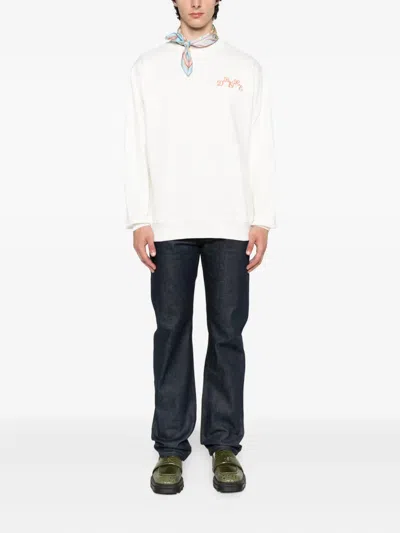 Drôle De Monsieur Embroidered Cotton Sweatshirt In White