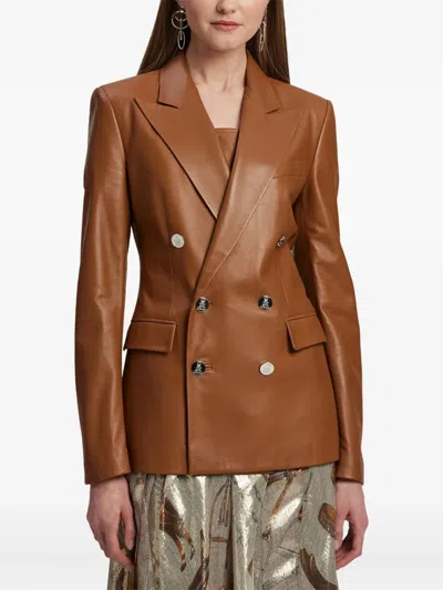 Ralph Lauren Camden Lambskin Jacket In Brown