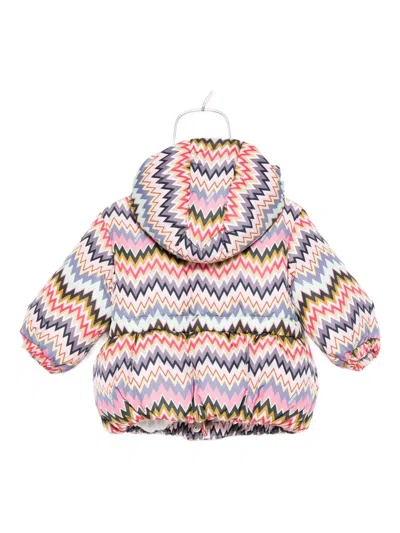 Missoni Chevron-pattern Hooded Jacket In Pink