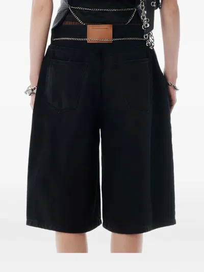 Alexander Wang Prestyled Pleated Shorts With Chain Belt In Black