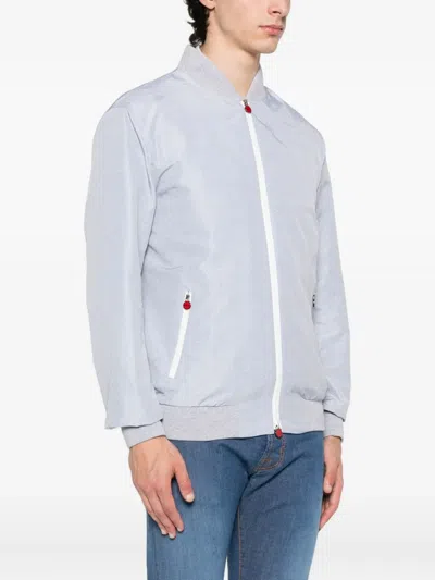 Kiton Checked Zip-front Bomber Jacket In White