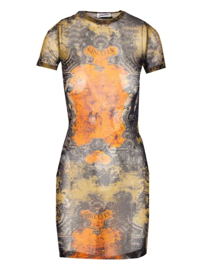 Jean Paul Gaultier Printed Mesh Mini Dress