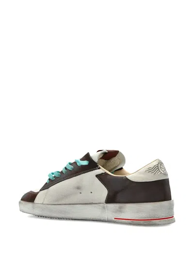 Golden Goose Stardan Two-tone Distressed Finish Leather Sneakers Shoes
