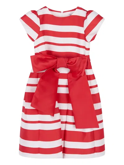 Mama Luma Bow Striped Dress In Red