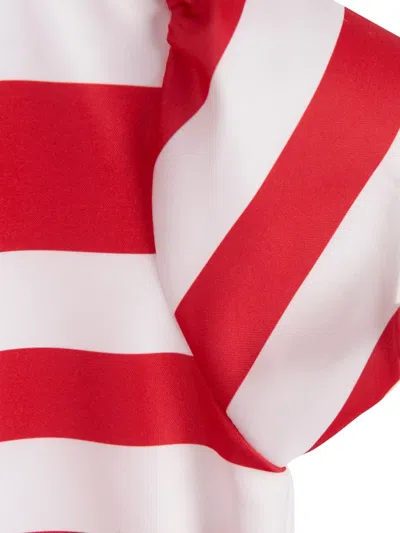 Mama Luma Bow Striped Dress In Red