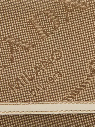 Pre-owned Prada Jacquard Leather Wallet In Neutral