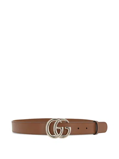 Gucci Brown Belt With Gg Buckle In Leather Woman In Brown