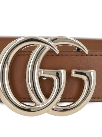 Gucci Brown Belt With Gg Buckle In Leather Woman In Brown