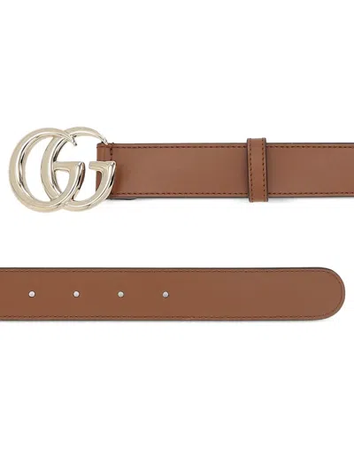 Gucci Brown Belt With Gg Buckle In Leather Woman In Brown