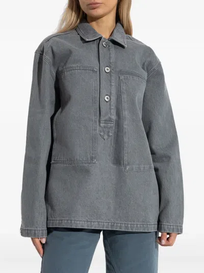 Jw Anderson Button-fastening Patch-pocket Shirt In Gray