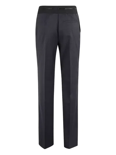 Erika Cavallini Tailored Trousers With Satin Logo Waistband In Black