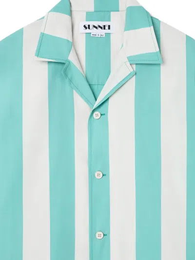 Sunnei Striped Shirt In Blue