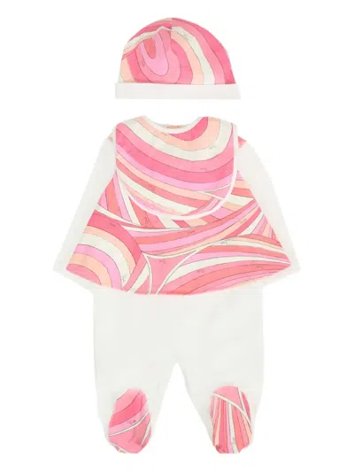 Pucci Junior Swirl-print Babygrow Set In White