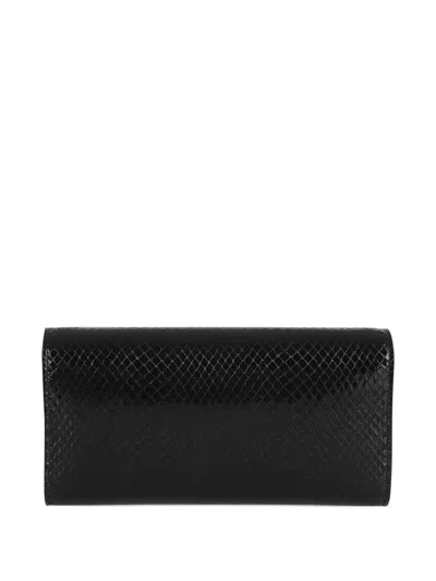 Jimmy Choo Snake-print Leather Clutch With Gold Accents In Black